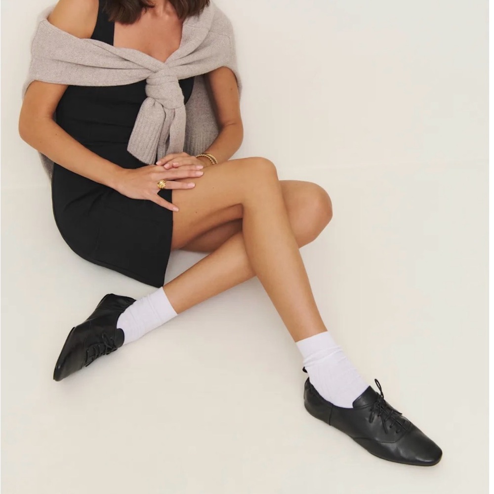 Reformation NIB Marie Lace-up Oxford Black 7